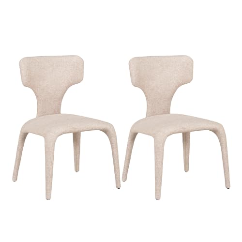 Butaca curva minimalista beige tapizada miniatura 7