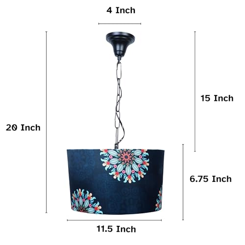 Image of Tu Casa French Floral Print Fabric Glow Pendent Light Hanging Lamp For Bedroom, Living Room, Lounge, Office, Gifting Area Without Bulb For Home Decoration (Height - 20 inch)
