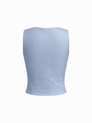 Image of CIDER Lace Crop Tank Tops for Women Going Out V Neck Sleeveless Ruched Tops Trendy Y2K Summer Outfits
