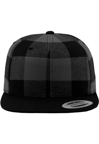 Flexfit Gorra Unisex de Franela a Cuadros, Negro/cha, Talla única