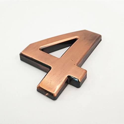 3D Self Adhesive House Plaque Numbers 10 Cm 0-9 Dash Sign Modern Red Copper Brown Door Plate Number Hotel Address Mailbox Digits 4 Inch Wall Sticker ABS Electroplating Mirror Surface (4)