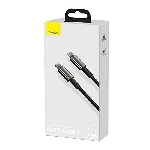 Baseus Tungsten Altın Hızlı Şarj Veri Kablosu Type-C - Type-C 100W 1M - Siyah CATWJ-01