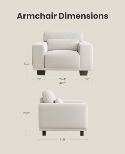 Image of Amada 40 inch Oversized Accent Sofa Chair, Modern Armchair with Deep Seat, Comfy Upholstered Large Reading Chair with Removable Washable Covers for Living Room & Bedroom Office, White