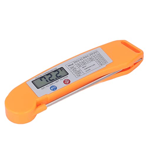 Smart Thermometer, Straightaway Read Food Thermometer Foldable Convenient Storage for Kitchen for Meat (Orange)