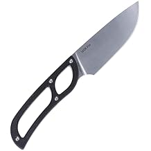 Sanrenmu Fixed Blade Knife with Sheath 3.28" 8Cr13Mov Blade G10 Hollow-out Partial Handle Tang for Outdoor Camping S628 Black