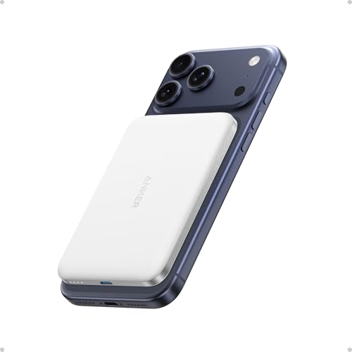 Anker Nano Power Bank, Ultra-Slim 5,000mAh Magnetic Battery Pack, Qi2 Certified 15W Max Ultra-Fast MagSafe-Compatible Portable Charger, Ergonomic Design, For iPhone 16/15/14/13/12 Only White