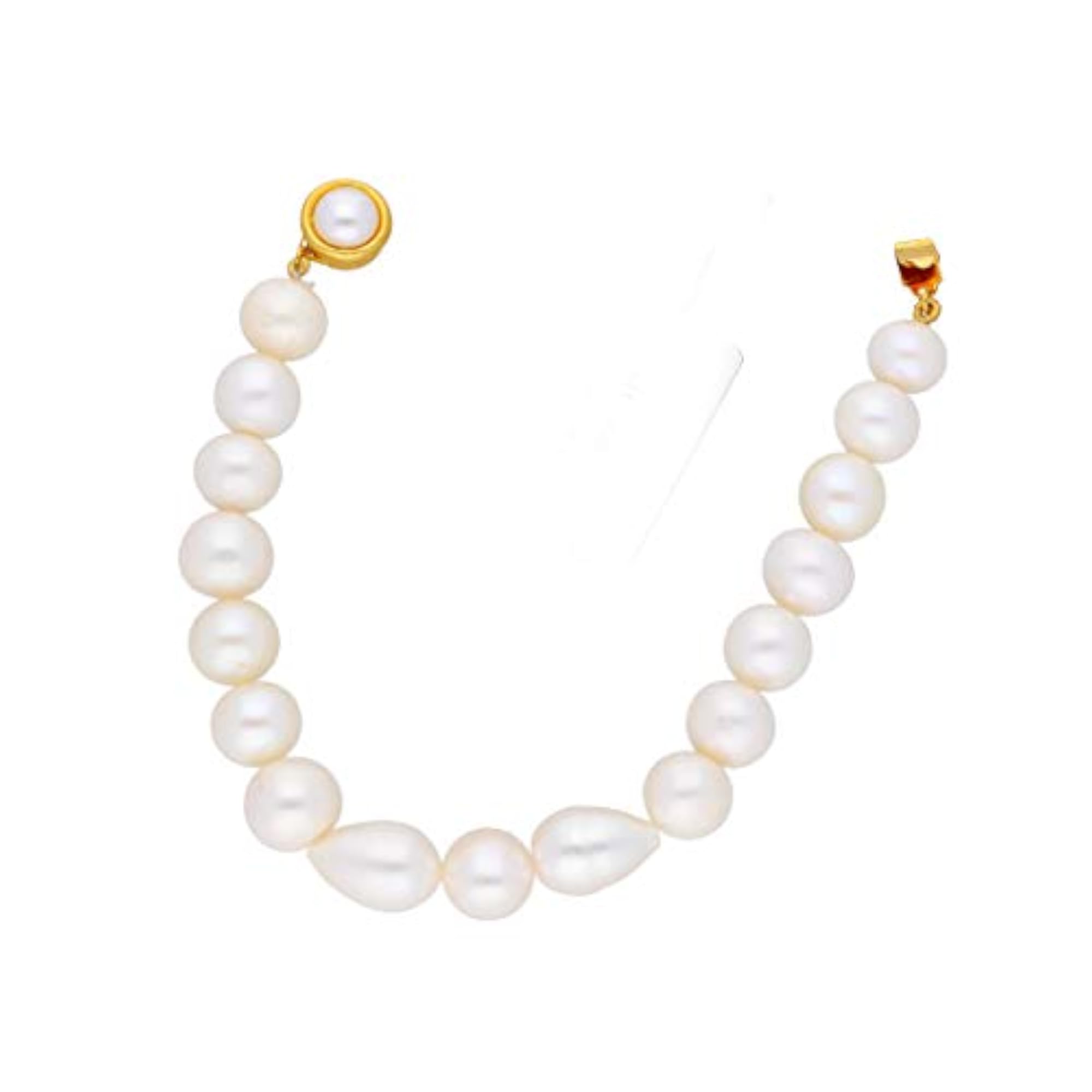 Women's Single Line White Pearl Bracelet, Elegant Gift