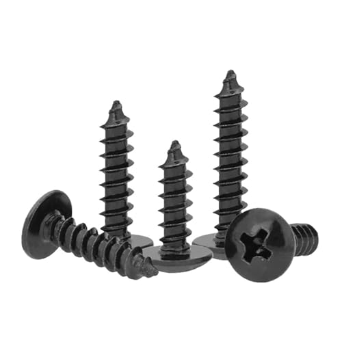 LUCHY(小さな店) 10個/ロット M2.6 M3 .5 M4 M5 黒 炭素鋼 トラスヘッド 十字穴付き マッシュルームヘッド セルフタッピングネジ(25mm x10pcs,M3.5)