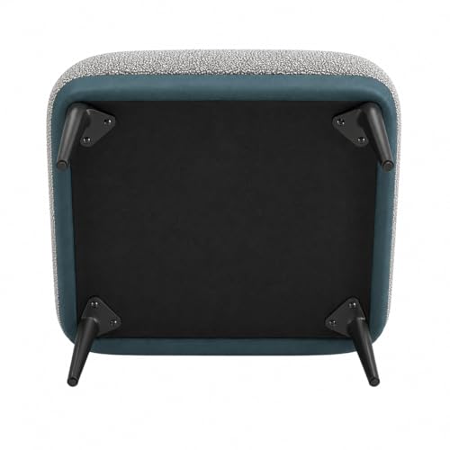 Image of Modern Upholstered Ottoman Stool | Solid Wood Base & Metal Legs | Premium Puffy Footrest Bench for Living Room, Bedroom & Lounge
