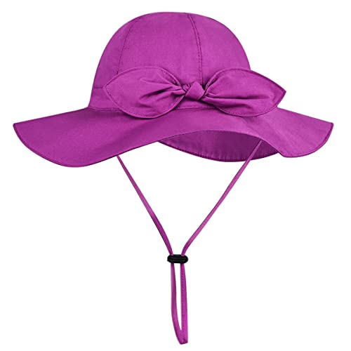 Image of Baby Girl Sun Hat with UPF 50+ Outdoor Adjustable Beach Hat with Wide Brim Bucket Hats
