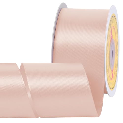 Image of Double Face Moon Stone Satin Ribbon 2 Inch x 25 Yards Polyester Ribbon for Gift Wrapping Easter Weddings Party Decorations Hair Bows Invitations