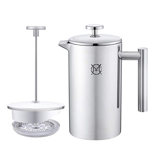 French Press Coffee Maker – Single Serve 1 Cup Small Stainless Steel Thermal Double Walled French Press 350ML/12OZ - Additional View