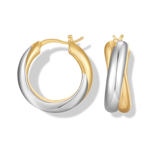 Gold And Silver Hoop Earrings For Women Two Toned Hoops