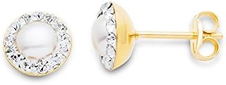 Miore Earrings Women studs Freshwater Pearls Swarovski White Gold 9 Kt / 375