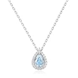 LAIHUARYWA Collar con colgante de lágrima de plata de ley 925 para mujer, circonita cúbica, piedra natal solitaria, gargantilla delicada y minimalista, joyería de cumpleaños, regalo para mujeres, mamá