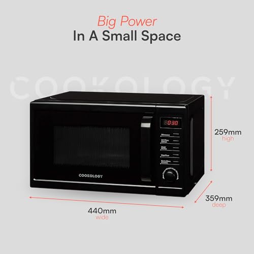 Cookology CFSDI20LBK 800W Freestanding Microwave in Black - 20 Litre Capacity - Digital Microwave - 25cm Turntable - Time Quick Defrost Setting - 8 Cooking Functions - Image 5