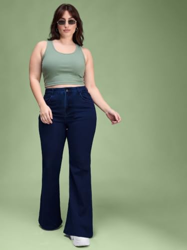 Image of Miss Chase A+ Women's Wide Leg High Rise Regular Length Stretchable Denim Jeans