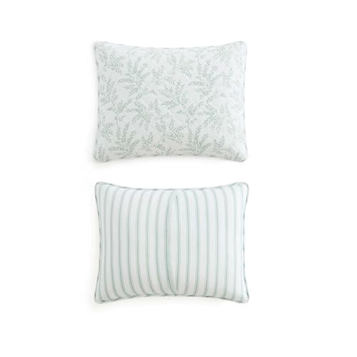 Image of Martha Stewart - Queen Quilt Set, 100% Soft & Breathable Bedding with a Lightweight Feel for Year Round Comfort, 2 Piece Bed Set with Matching Pillowcase (Murray Leaves Green)