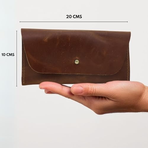 Genuine Brown Leather Cash Envelope Wallet: Minimalist Budget Holder, Retro Clutch for Men & Women, Reusable Money Pouch, Envelope System Organizer, Stylish Cash & Card Wallet with Leather Pouch3