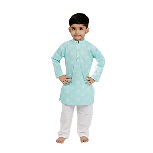 Image of Baby Boys Ethnic Wear | Handloom Cotton Kurta Pajama Set for Festivals | Comfortable & Stylish Traditional Kids Kurta Pyjama Set