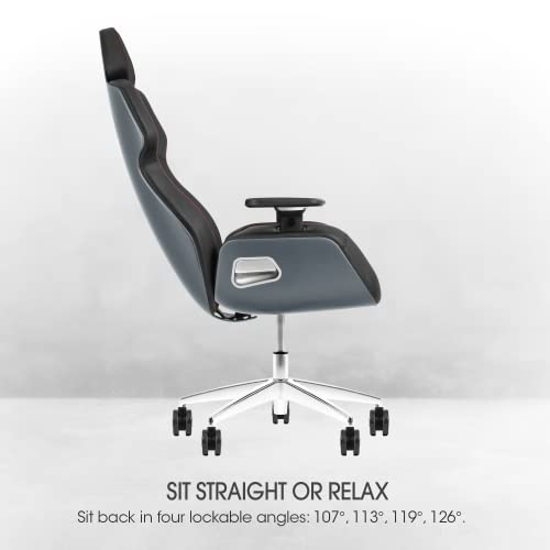 Thermaltake Argent E700 Genuine Leather Gaming Chair (Space Gray), Studio F•A• Designed by Porsche GGC-ARG-BSLFDL-01, 18.89D x 24.4W x 54.32H in.