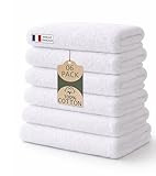 Caramont Lot de 6 Serviettes de Bain 70x140 cm – 100% Coton, Ultra Douces, Très Absorbantes, Séchage Rapide, Qualité Hôtelière – Blanc – pour Salle de Bain, Douche, Gym, Hôtel et Spa
