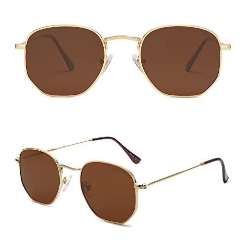 SOJOS Small Square Polarized Sunglasses for Men and Women Polygon Mirrored Lens SJ1072