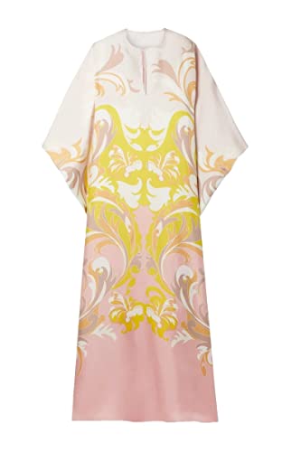 Designer Printed Satin Silk Casual Wear Kaftan for Women,Boat Neck Silk Caftan Dress, Kaftan for Woman,Maxi Long Dress, Gift for Kaftan Yellow4