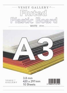 Vesey Gallery® White Fluted Correx Board Pack of 10 Sheets. From A4 to A1 Size (A3 (420x297mm))