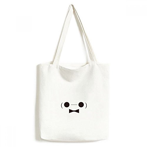 Lovely Kaomoji Figure Baymax Environmentally Tote Canvas Bag Shopping Handbag Craft Washable