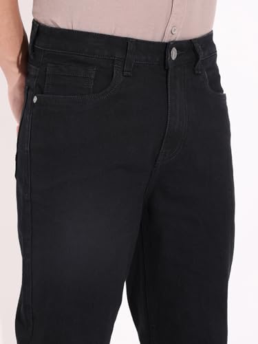 Image of The Indian Garage Co Men Slim Straight Fit Solid Mid-Rise Stretchable Jeans
