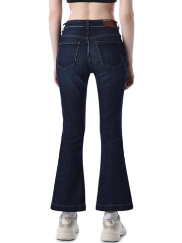 Image of ONLY Women's Solid Flared High Rise Black Jeans