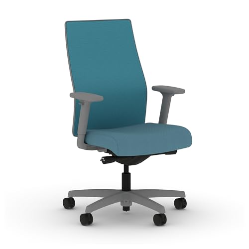 Image of HON Ignition 2.0 Mid‑Back Ergonomic Office Chair, Mesh Task Seating with Lumbar Support, Advanced Synchro‑Tilt, Height and Width Adjustable Arms, Titanium Frame, Sky