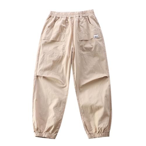 Boys Cargo Pants Casual Elastic Wasit Pull On Trouser Soft Comfy Lounge Solid Color School Pants for Boys 4-14 Years