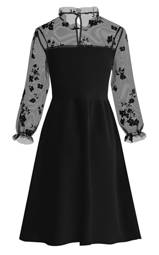 Girl's Dress Elegant Floral Lace Long Sleeve Wedding Party A Line Dress 10-14 Years4