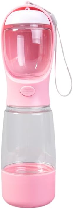 Botella de agua multifuncional para mascotas de 13 onzas de agua + 6 onzas de alimentos, botella portátil para perrogato a prueba de fugas, con