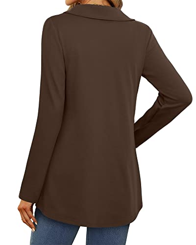 Timeson Christmas Tunic Tops To Wear With Leggings,Womens Tunics Sweaters Office Work Business Casual Dressy Sweatshirts Loose Fit Pullover Blouses Women Winter Tops Long Maternity Shirts Deep Brown #TOP2