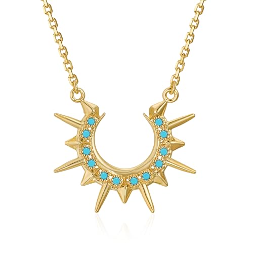 Fettero Dainty Necklaces for Women - 14K Gold Plated Delicate Moon Crescent Pendant Necklace Charm Gold Necklace Jewelry for Women