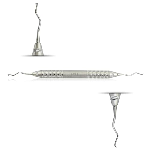 MASTERYD Gracey Dental Periodontal Curettes 13/14 Double Ended Tips Special Hollow Handle Stainless Steel Dental Veterinary Instruments for Scaling, Root Planning, and Periodontal Treatment
