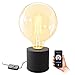 Produktbild SSC-LUXon NAMBI Tischlampe Vintage schwarz inkl. Smart WiFi E27 LED Globe Birne - Tischleuchte mit Kabel und Schalter Steuerung per App & Sprache