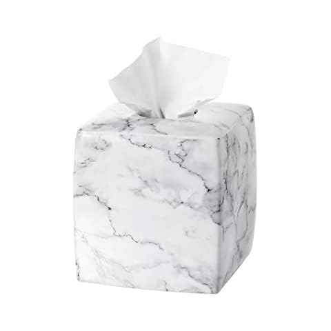 Motifeur Ceramic Tissue Holder, Decorative Square Tissue Cover Box (Marble Look) Cover