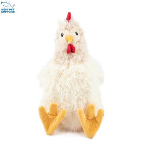 Image of Best Pet Supplies Interactive Squeaky Dog Chew Toy, Ideal Dog Toys for Chewers, Small, Medium & Large Dogs, and Fetch Lovers - Crinkle Chicken (Beige), Large