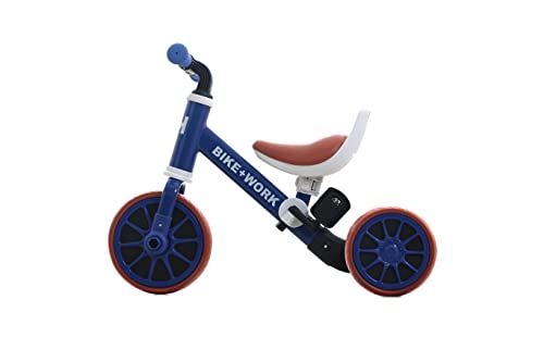 Bike Work 4 In 1 Kids Tricycle For Toddlers Age 2 To 4 Years Old, Toddler Tricycle With Removable Pedal, Gift & Toys For Boy & Girl, Balance Training, Blue #TOP2