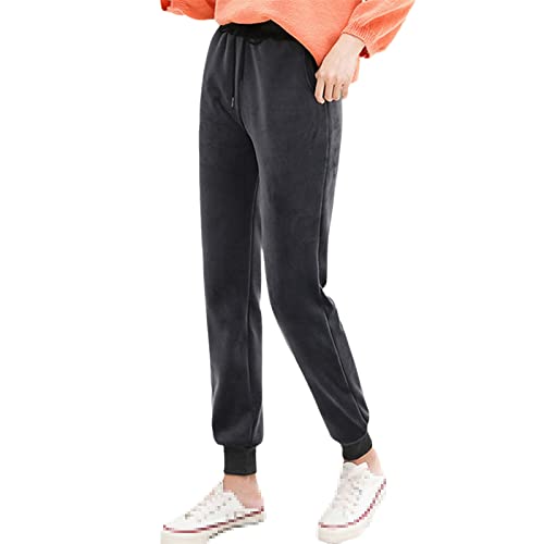 Pantalon sarouel doublé en polaire grise Alloaone pour femme vêtement décontracté et chaud taille L