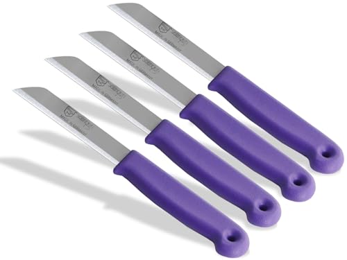 Küchenmesser Messer Set aus Solingen Gemüsemesser Kleines Obstmesser Made in Germany Schälmesser Allzweckmesser mit Scharfer und Präziser Klinge aus rostfreiem Edelstahl (4er Set, Lang/Gezahnt)
