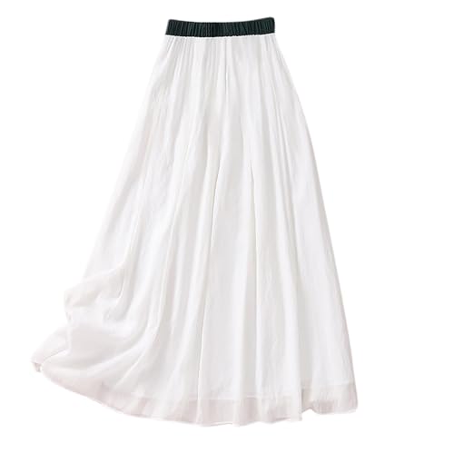 Womens Summer Skirts UK Sale Ladies Lace Up Skirt Elastic High Waist Dress A-Line Skirts Midi Skirt Flared Ruffle Clothing Flowy Swing Sundress Solid Casual Clothes Loose Fit Costume Daily Streetwear