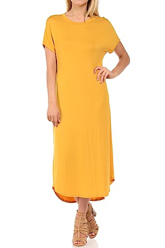 Image of iconic luxe Women's A Line Short Sleeve T Shirt Midi Dress Summer Casual