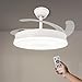 M mimotec - White Olga Ventilador de Techo LED 66W con Luz CCT Regulable y Control de Intensidad, Motor DC 30W+Luz Led 36W, Silencioso, 6 Velocidades, 4 Aspas Retráctiles, Temporizador.