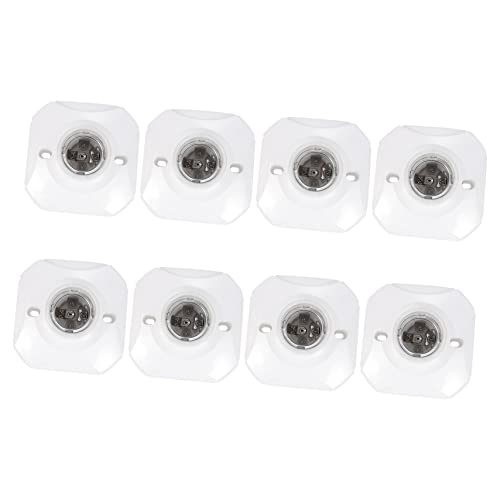 VILLCASE 8Pcs Ceramic Lamp Holder Durable Square Light Base for Bulbs Reliable Lamp Accessory for DIY Lighting Fixtures Replacement