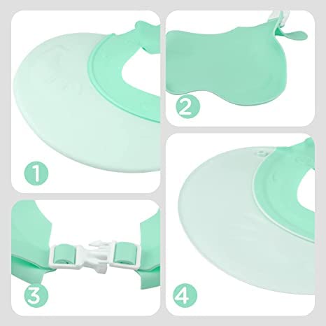 Miniatura 4 de Gorro de ducha para bebé, visera de baño ajustable de silicona para niños, evita el agua en los ojos, orejas y nariz